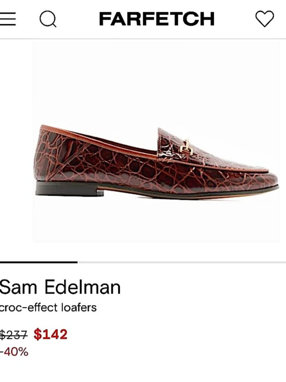 NEW Sam Edelman Loraine Croc-Effect Horsebit Slip On Loafers Size 7.5 M Brown - Picture 3 of 10